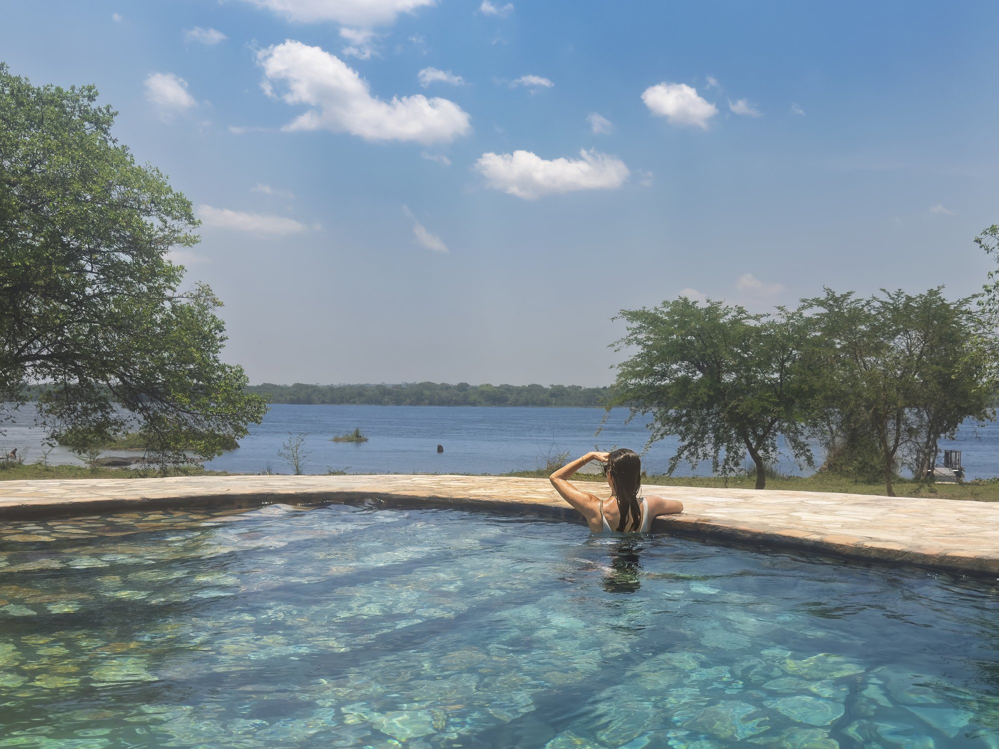 Pool looking out to the Nile at Anyadwe House